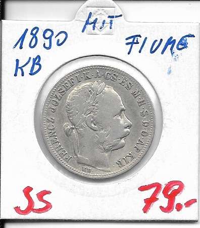 1 Gulden Forint 1890 KB Silber Franz Joseph Fiume