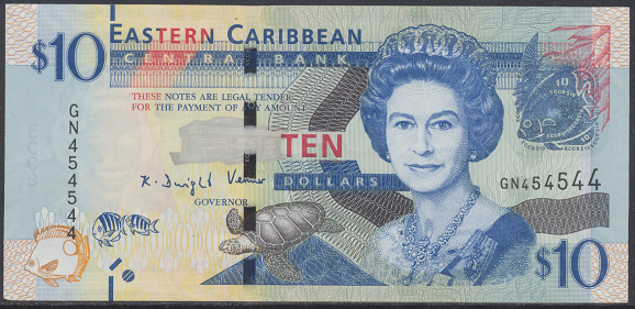 Eastern Caribbean – 10 Dollars (2003) (Pick 43) Erh. UNC
