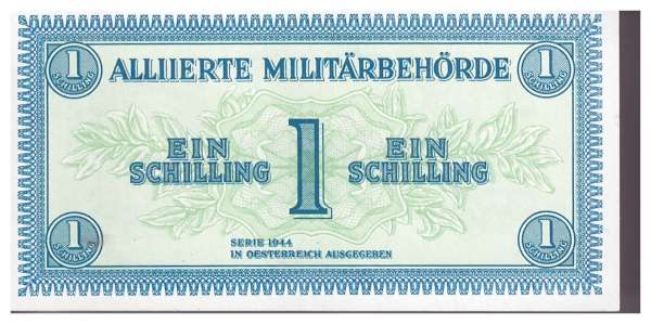 1 Schilling 1944 Wz. Wellen Pick 103 b) Alliierte Militärbehörde Ank Nr. 240b) unc