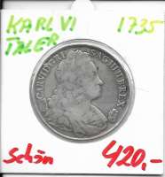 Vorschau: Taler Karl VI 1735 RDR Vorschau: Taler Karl VI 1735 RDR