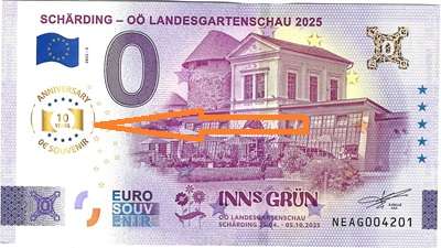 ANK.Nr.103A Schärding OÖ Landesausstellung 2025- 0 Euro Schein 2025-3 Annyversary 10 Jahre