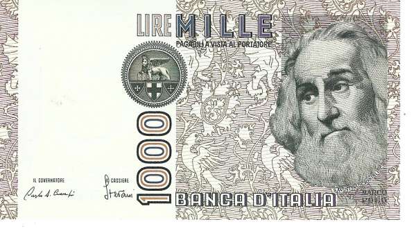 Italien- 1 000 Lire 1982 gebraucht CB 644589 F KM 109