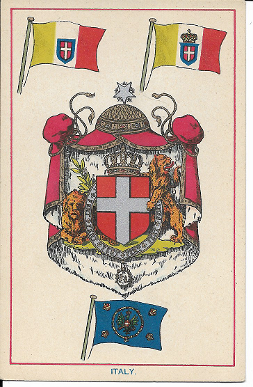 Italy Series of coats of arms and flags postcard ca.1910