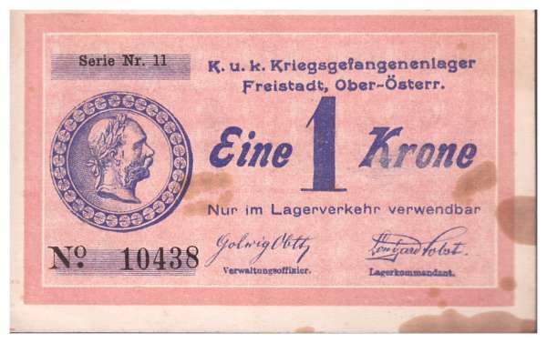 1 Krone K&K Kriegsgefangenenlager Freistadt OÖ Nr.10438