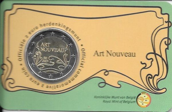 2 Euro Belgien 2023 2 Euro Art Nouveau in Coincard