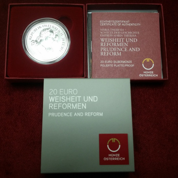 20 Euro 2018 Maria Theresia Weissheit und Reformen Silber PP ANK Nr.41
