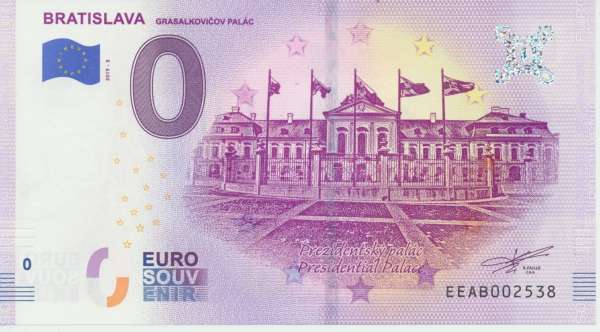 Slowakei Bratslava Grasalkovicov Palac - Unc 0 Euro Schein 2019-3
