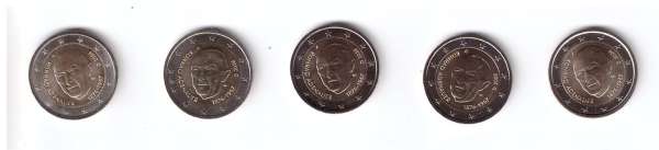 2 Euro Deutschland 2026 Adenauer alle 5 Prägestätten