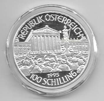 100 Schilling 1995 1. Republik ANK.Nr.34 nur Münze in Kapsel