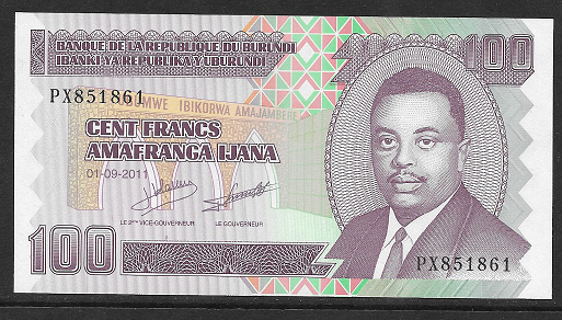 Burundi- 100 Francs 2011 UNC - Pick 44b
