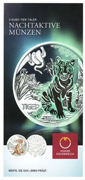 ANK Nr. 02 Flyer FOLDER ZU DER 3 EURO MÜNZE Tiertaler Tiger 2017
