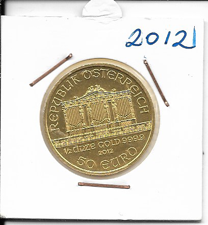2012 Philharmoniker 1/2 unze 50 Euro 15,55 Gramm
