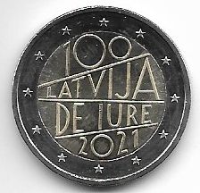 2 Euro Lettland 2021 - 100 Jahre Latvia