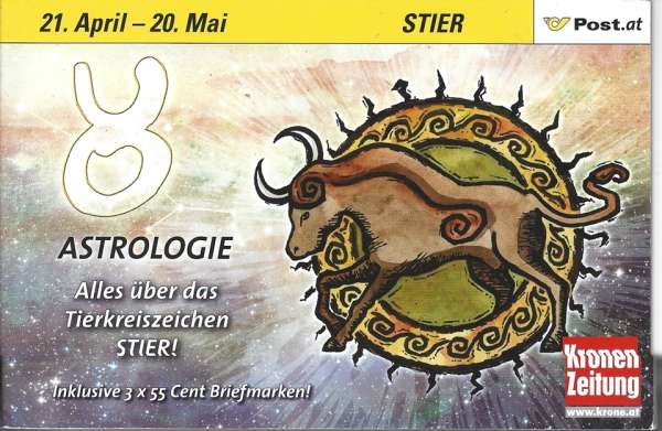 Astrologie Stier Postkartenheft mit 3 Marken 2007