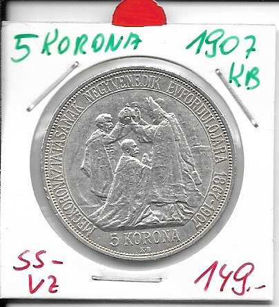 5 Korona 1907 KB zum 40 jährigen Regierungsjubiläum