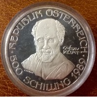 ANK Nr. 35 Gustav Klimt 1989 PP 500 Schilling Silber ANK Nr. 35 Gustav Klimt 1989 PP 500 Schilling Silber