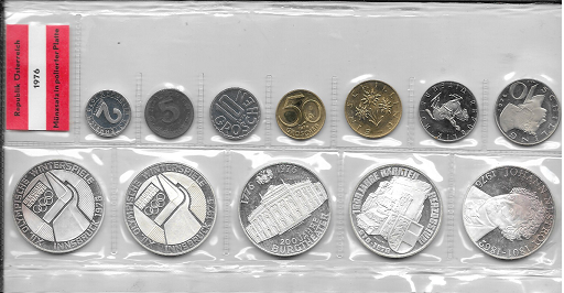 1976 Jahressatz Kursmünzensatz Groß KMS Mintset-