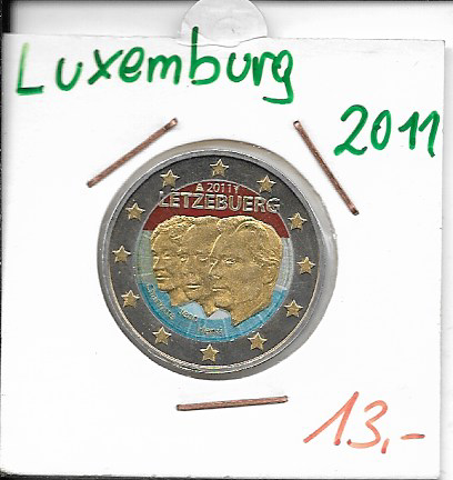 2 Euro Luxemburg 2011 Henri + Jean Coloriert