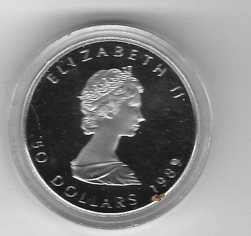 1 unze Platin Canada 50 Dollars 1989 Maple Leaf