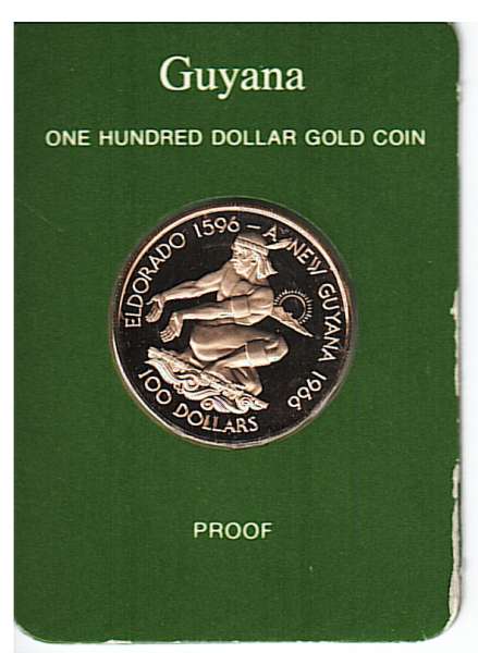 Guyana 100 Dollars 1966 Independence Gold