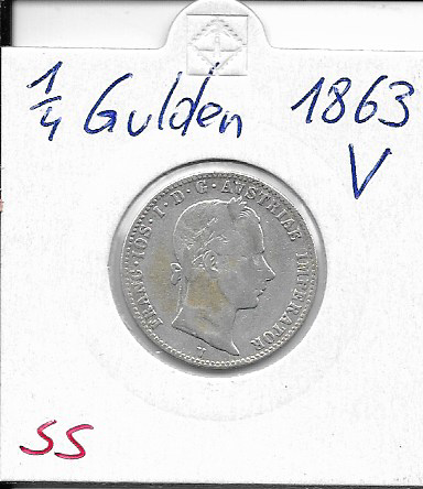 1/4 Gulden 1863 V Silber Franz Joseph