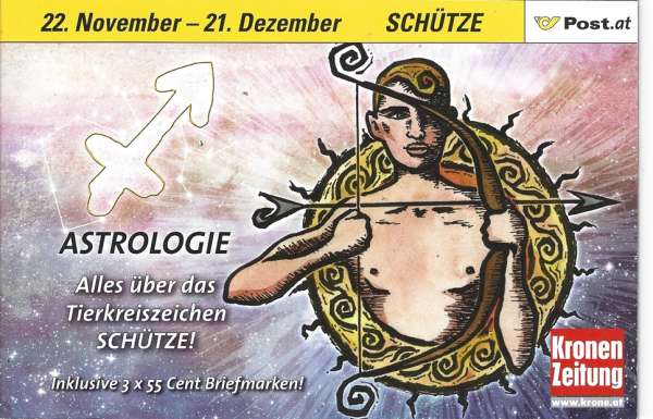 Astrologie Schütze Postkartenheft mit 3 Marken 2007