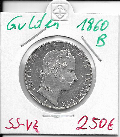 1 Gulden Fl 1860 B Silber Franz Joseph I
