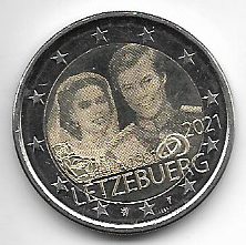2 Euro Luxemburg 2021 40. Hochzeitstag Großherzogliches Paar Foto