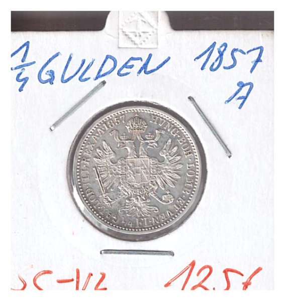 1/4 Gulden 1857 A Silber Franz Joseph