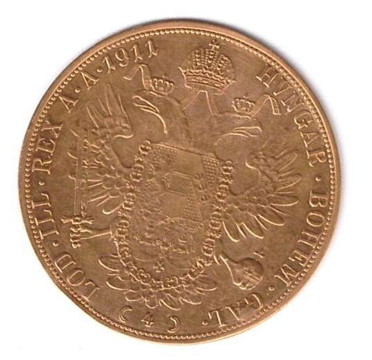 4 Dukat 1911 Franz Joseph I Kontermarke Schwert