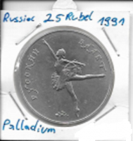 25 Rubel Ballerina Palladium 1991 Russland 25 Rubel Ballerina Palladium 1991 Russland