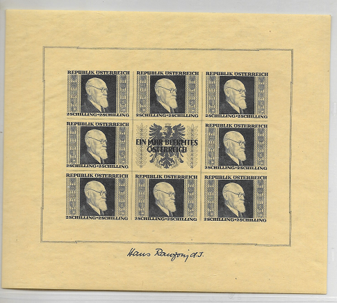 Österreich Renner Block 1946 ANK 780-783 B, **, Michel 772-775 B
