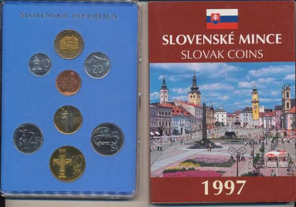 Slowakei Kronen 1997 Kursmünzensatz - Slovenske Mince (Slovak Coins) unc.
