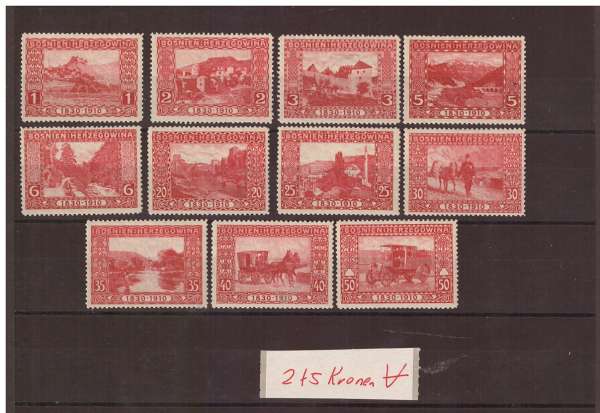 Gedenkausgaben 80 Geb. Kaiser Franz Josephs Bosnien-Herzegowina Farbprobe Karmin 2+5 Kr. fehlen