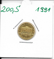 1991 Philharmoniker 1/10 Unze  200 Schilling ATS 3,11 Gramm 1991 Philharmoniker 1/10 Unze  200 Schilling ATS 3,11 Gramm