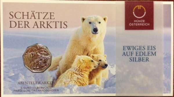 5 Euro Silber Abenteuer Arktis 2014 Blister ANK Nr.26a
