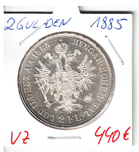 2 Gulden 1885 Silber Franz Joseph I