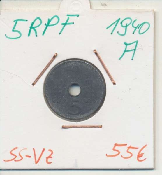 5 RPF Reichspfennig Reichskreditkassen 1940 A