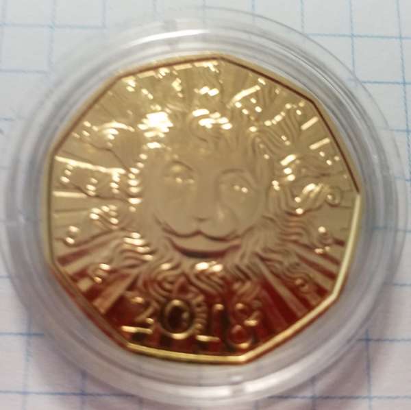 5 Euro 2018 Neujahrsmünze Löwenkraft Silber 24 Karat vergoldet