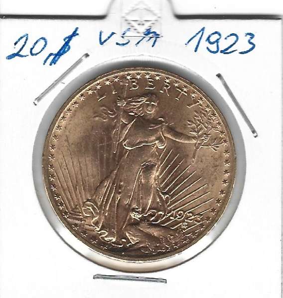 20 Dollar 1923 USA Gold $20, Double Eagle St. Gaudens U.S. Mint