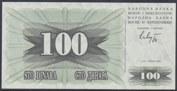Bosnien Herzogowina- 100 Dinara 1992 UNC - Pick Nr.13