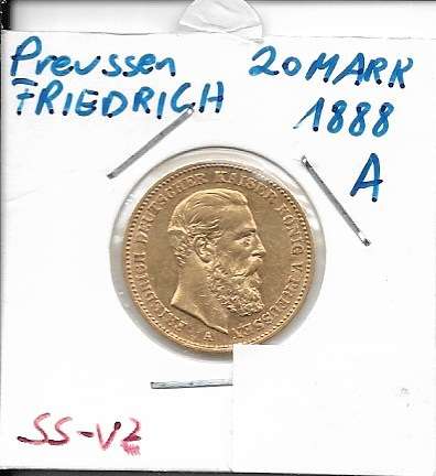 20 Mark 1888 A Friedrich Gold Preussen