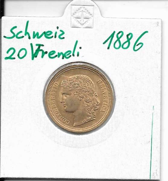 20 Franken 1886 Vreneli Schweiz Gold
