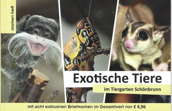 Exotische Tiere im Tiergarten Schönbrunn Markenheft mit 8 Marken