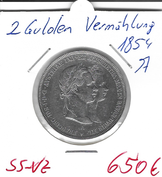 2 Gulden 1854 A Taler zur Vermählung Silber Franz Joseph I