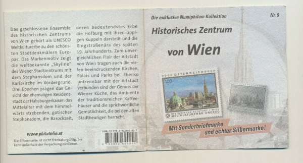 Numiphilum Kollektion Nr. 9 - Sondermarke +Silbermarke Historisches Zentrum von Wien