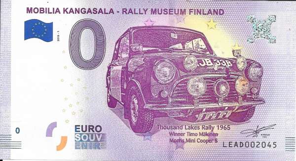 Finnland Mobilia Kangasala Rally Museum Unc 0 Euro Schein 2018