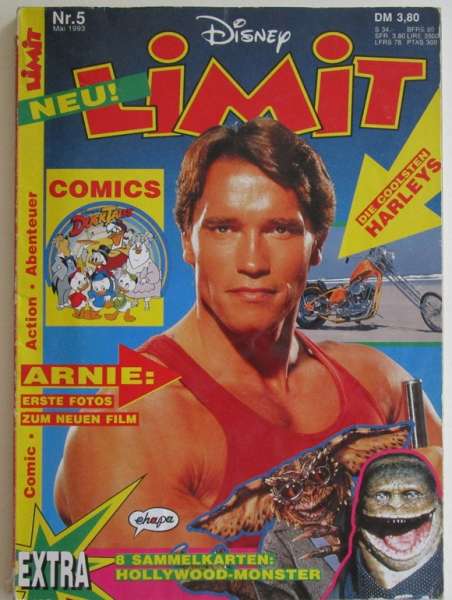 Disney Limit Nr.5 Mai 1993 Arnold Schwarzenegger mit 8 Sammelkarten