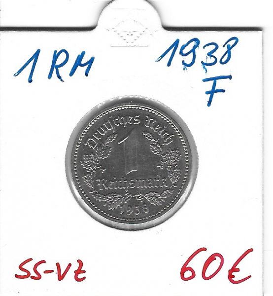 1 RM Reichsmark 1938 F Nickel