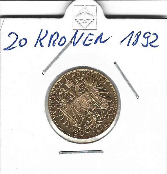 20 Corona Kronen 1892 Franz Joseph I Gold